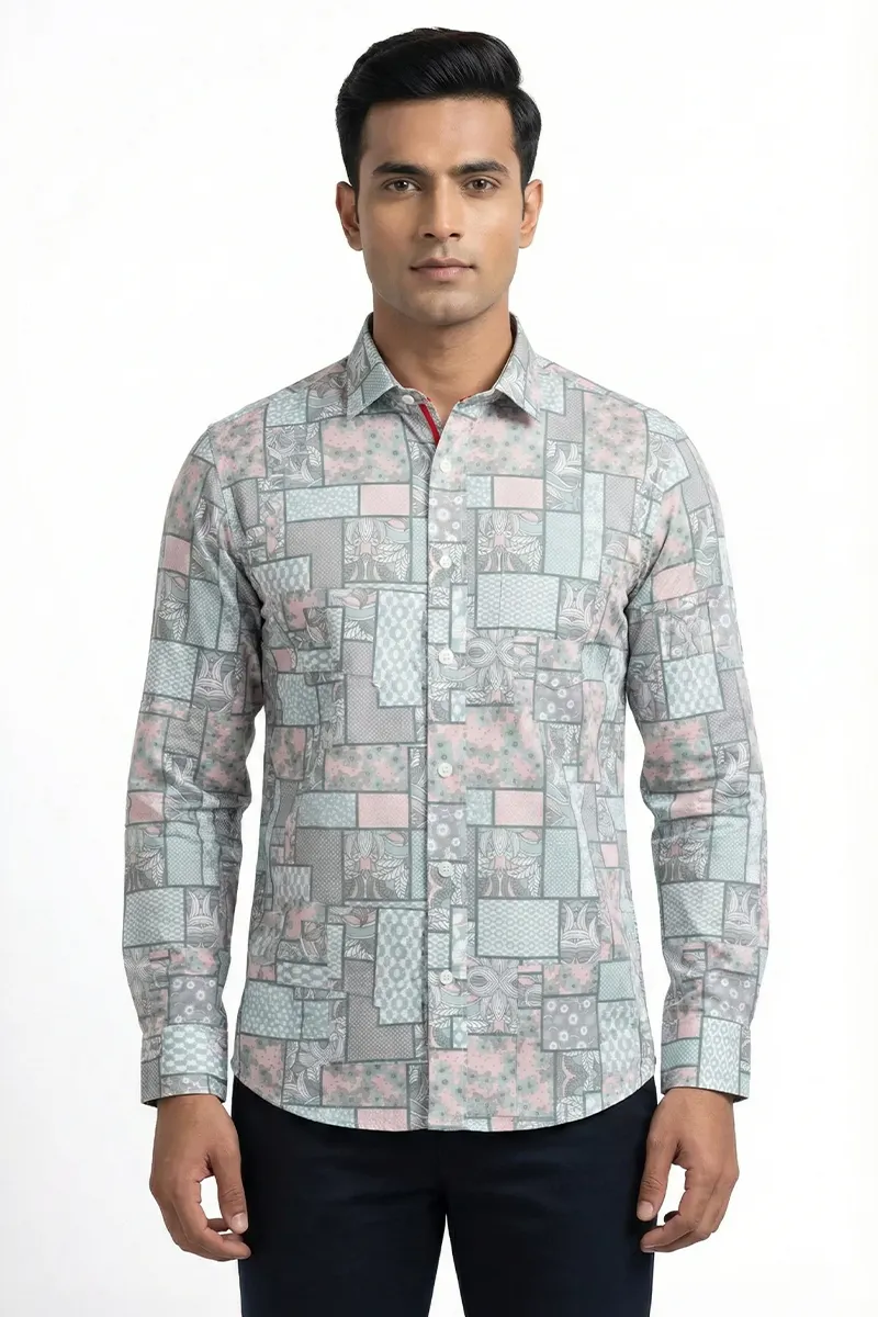 Cotton Printed Shirt for Men 024835GREXL
