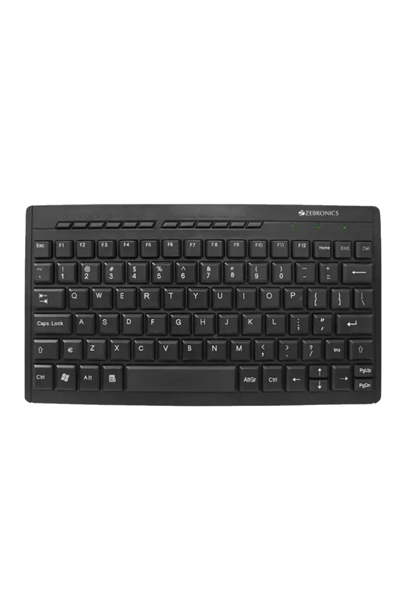 Zebronics K04 USB Mini Multimedia Wired Keyboard with UV Coated Keys, Slim & Compact (Black)