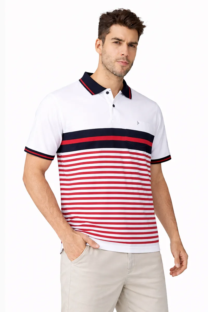 Striped Cotton T-shirt for Men 025285LRED