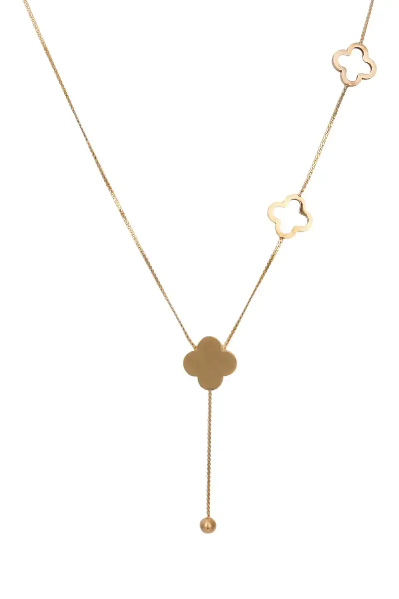 Gold Plated Leaf Clover Pendant Chain for Women
