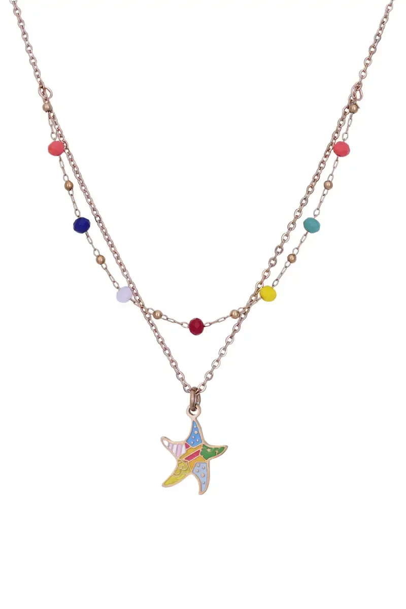 Colorful Starfish Pendant Layered Necklace for Girls & Women