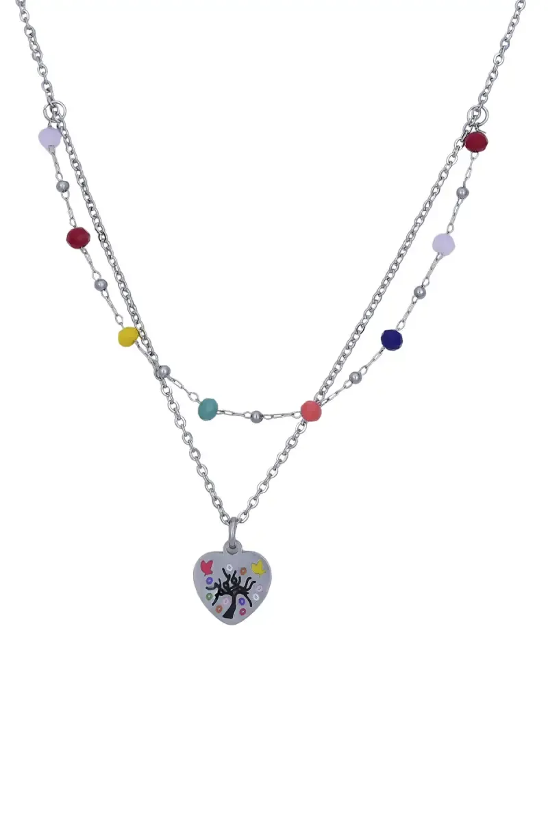 Colorful Heart Pendant Layered Chain for Girls & Women