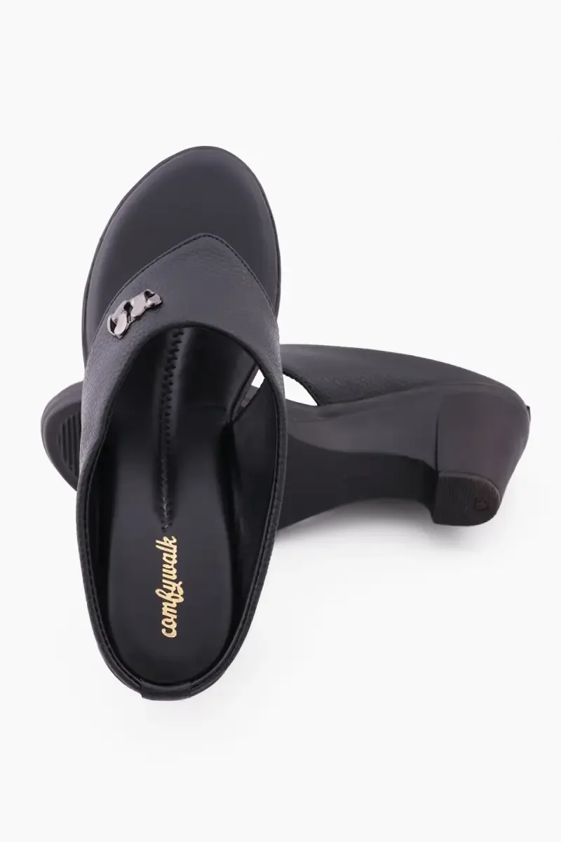 Slip-On Block Heel Slippers for Women