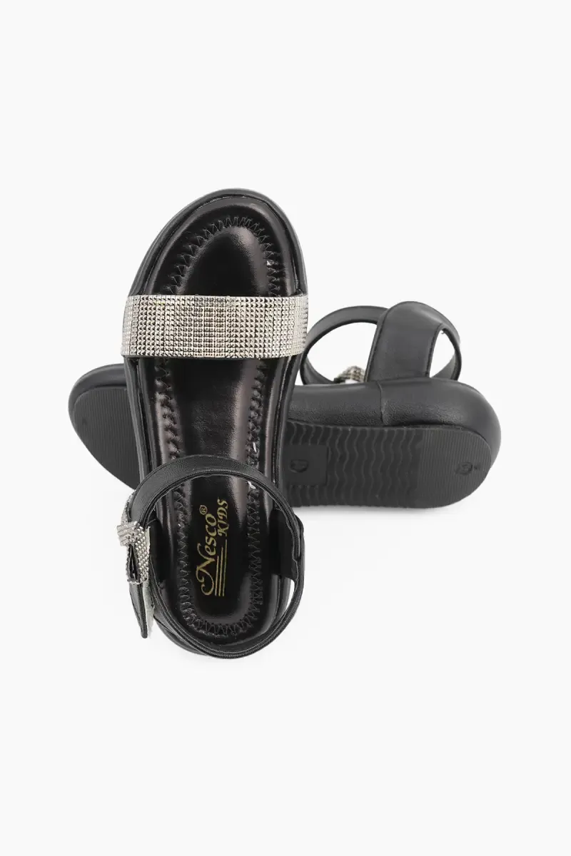 Girl's Velcro Flat Fashion Sandals 02620512BLA