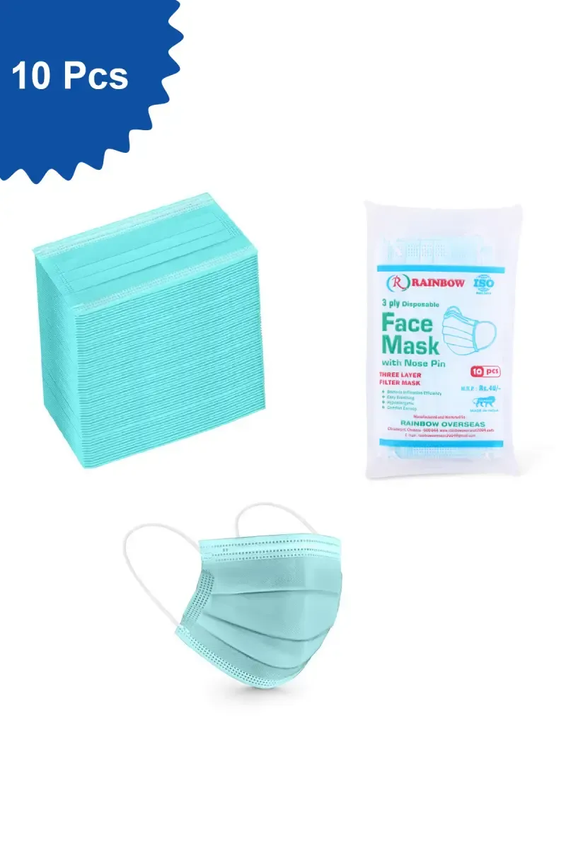 3 PLY Disposable Face Mask - Pack Of 10