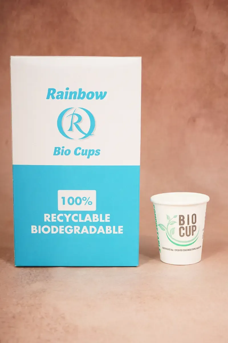 Rainbow Disposable Bio Paper Cup - 100pc / 90ml
