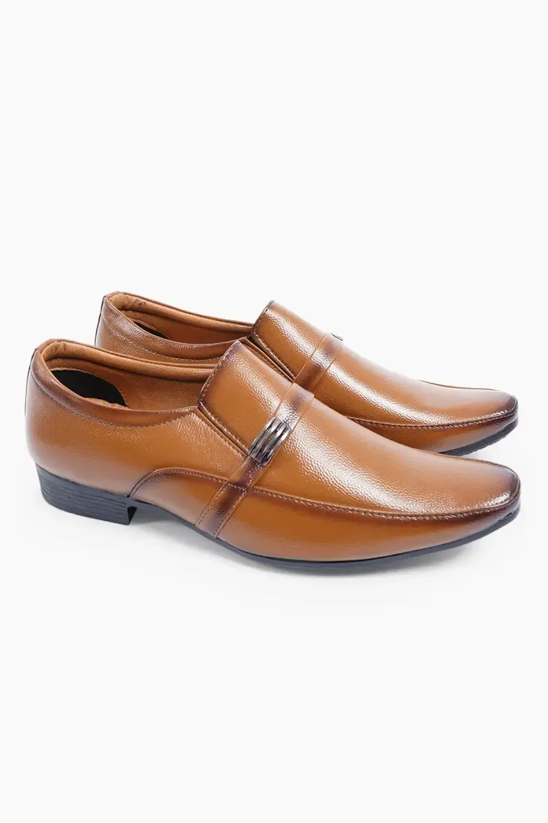 Synthetic Leather Slip-On Formal Loafers for Men 0268897TAN