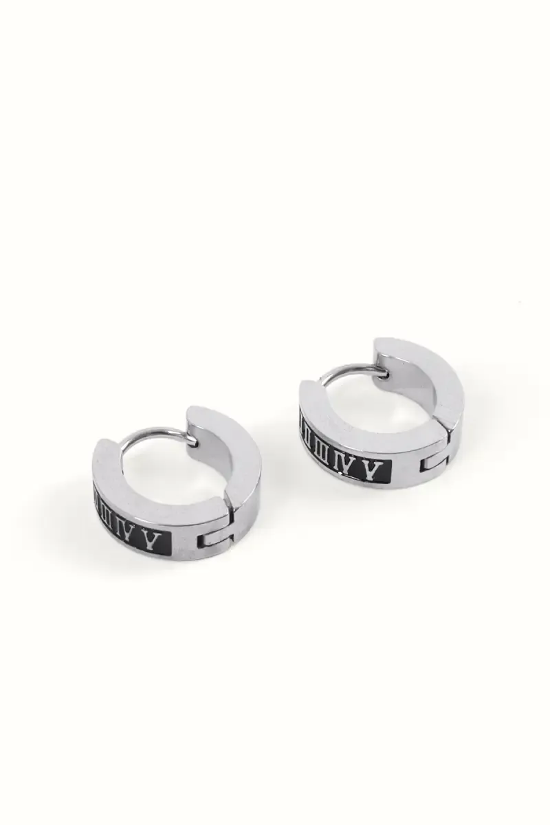 Fashionable Roman Numeral Hoop Earrings for Men