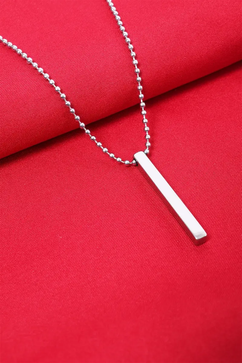Vertical Bar Pendant Ball Chain for Men 027380SIL22INC