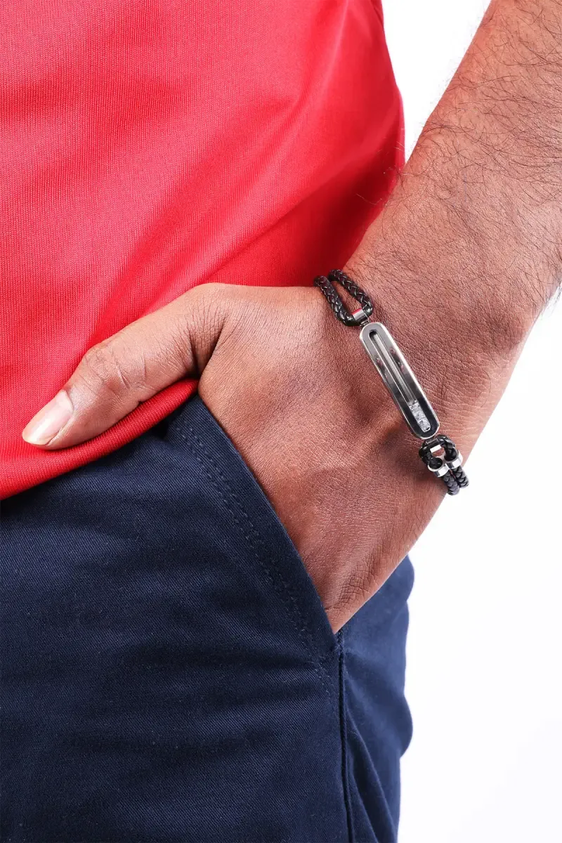 Silver Plated Braided Wrap Bracelet for Men