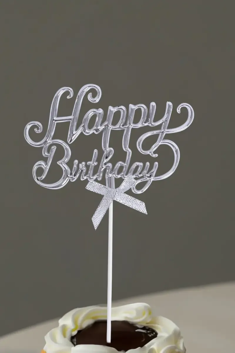 Happy Birthday Cake Topper (Silver) 027593SIL
