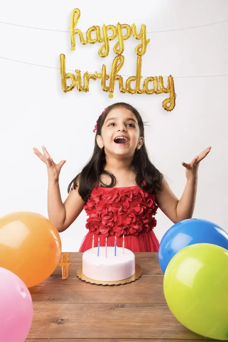 Happy Birthday Balloon in Cursive Letters (Gold)