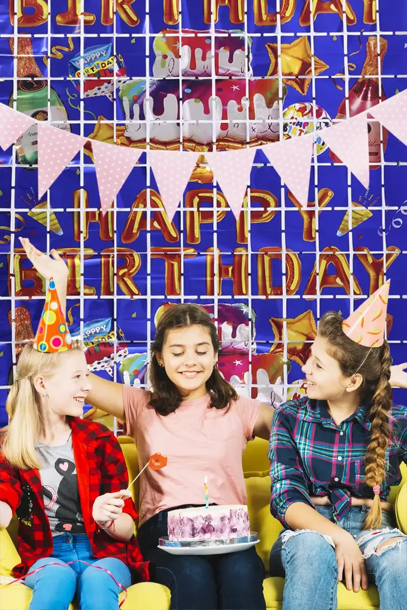 Happy Birthday Curtain Backdrop for Birthday Parties