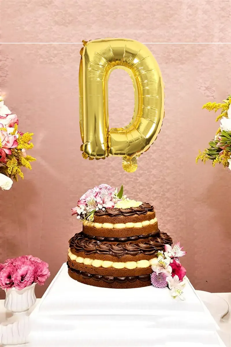 Alphapet Party Balloon - Letter "D" (Foil, Golden Color, 16 Inches) 027762GOLD