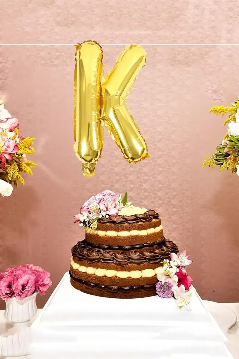 Alphapet Party Balloon - Letter "K" (Foil, Golden Color, 16 Inches)