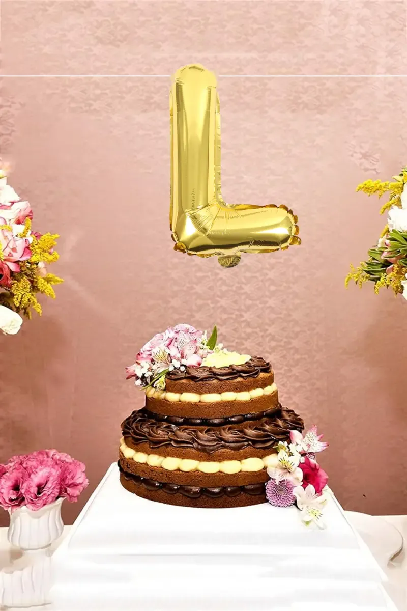 Alphapet Party Balloon - Letter "L" (Foil, Golden Color, 16 Inches)