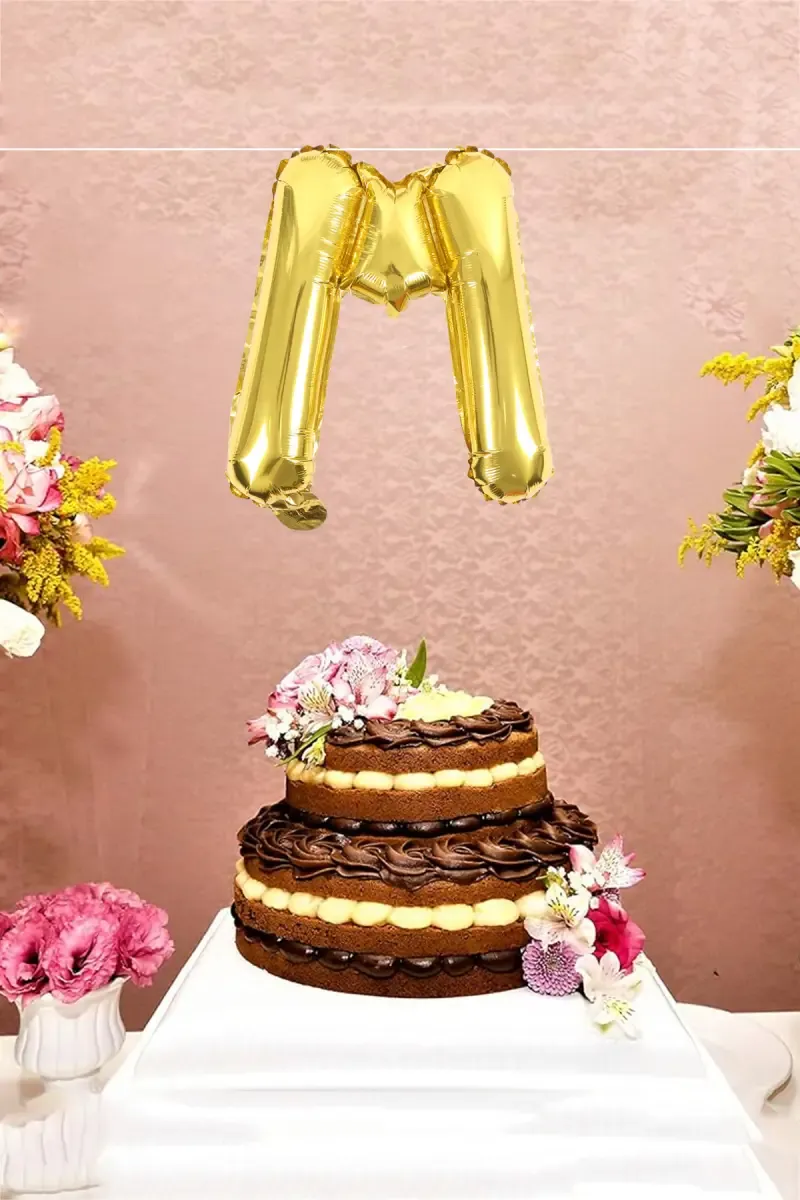 Alphapet Party Balloon - Letter "M" (Foil, Golden Color, 16 Inches)