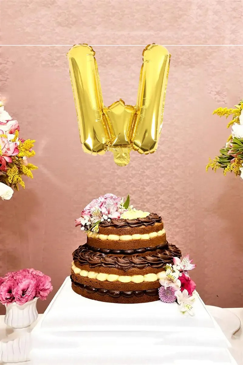 Alphapet Party Balloon - Letter "W" (Foil, Golden Color, 16 Inches)  027762GOLW