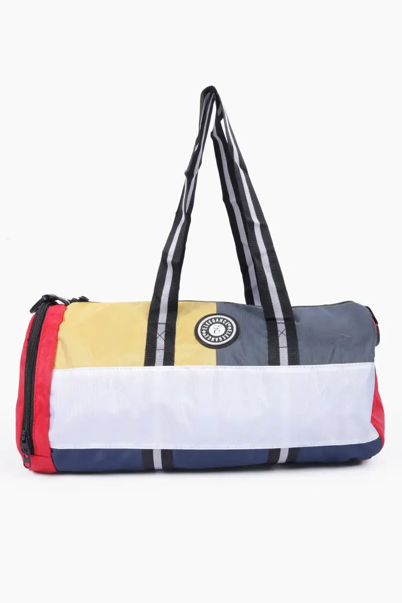 Unisex Colorblock Duffle Bag with Zipper Closure 