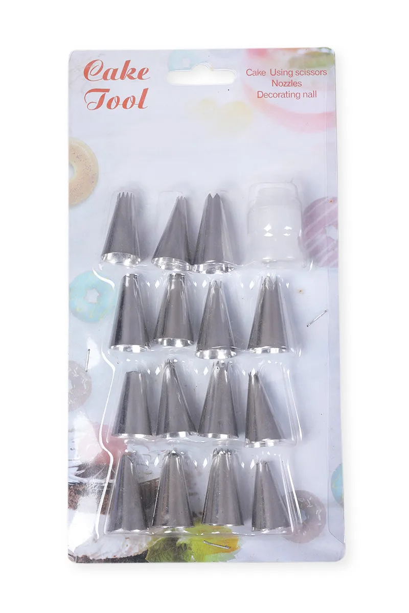 Stainless Steel Cake Decorating Nozzle - 16 Pcs 027979SIL1