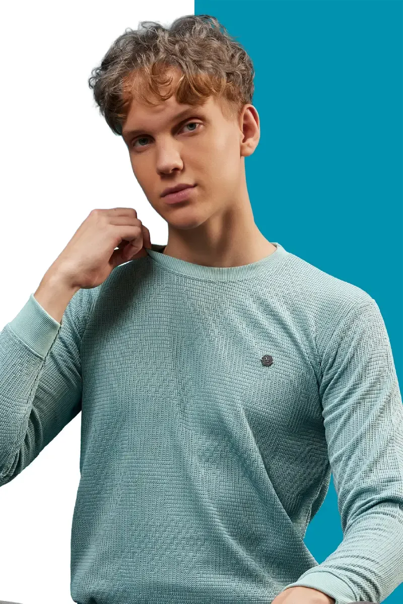 Cotton Blend Self Design Sweatshirts for Men