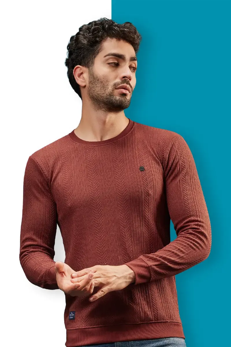 Cotton Blend Self Design Sweatshirts for Men 028115RUS42