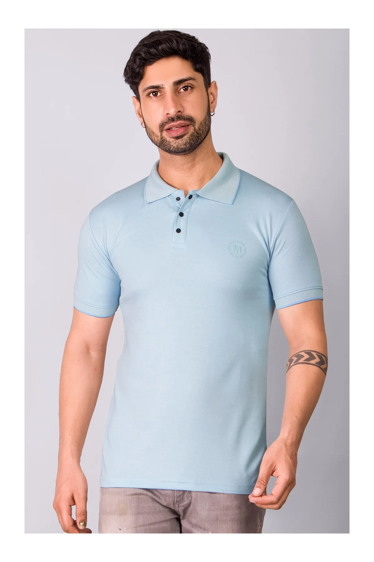 Cotton Regular Fit Polo T-shirt for Men 028207XLBLU