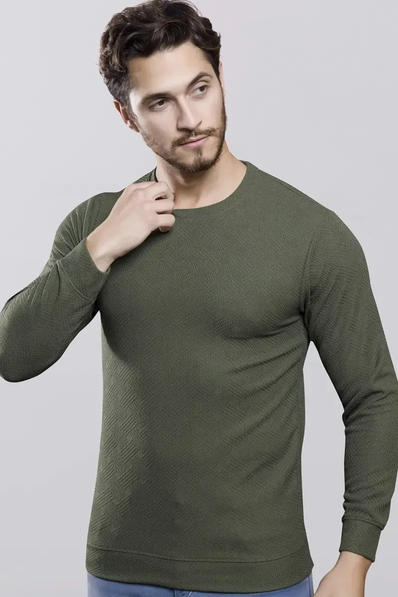 Cotton Regular Fit Sweatshirt for Men 028223GREXL