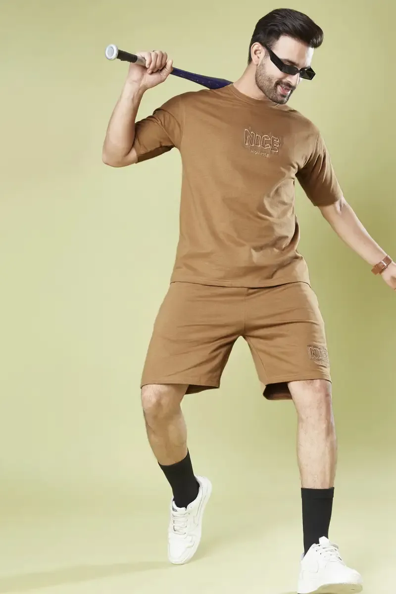 Men's Cotton Embroidered Co-Ord Set 028452KHAL