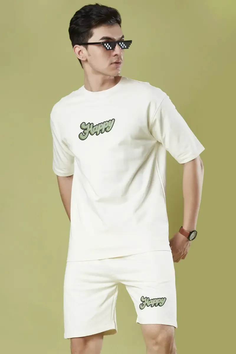 Men's Cotton Embroidered Co-Ord Set 028454WHIM