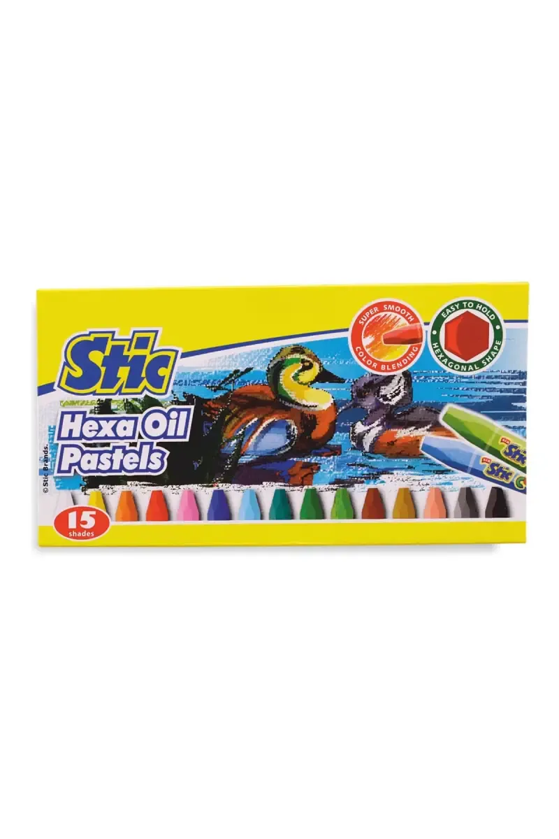 Stic Hexa Oil Pastels 15 Shades (Multicolor) - Pack of 1 