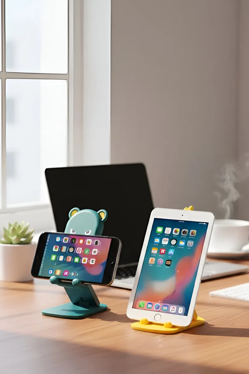 Portable Desktop Mobile & Tablets Holder with Cartoon Design, Foldable Feature (Assorted)