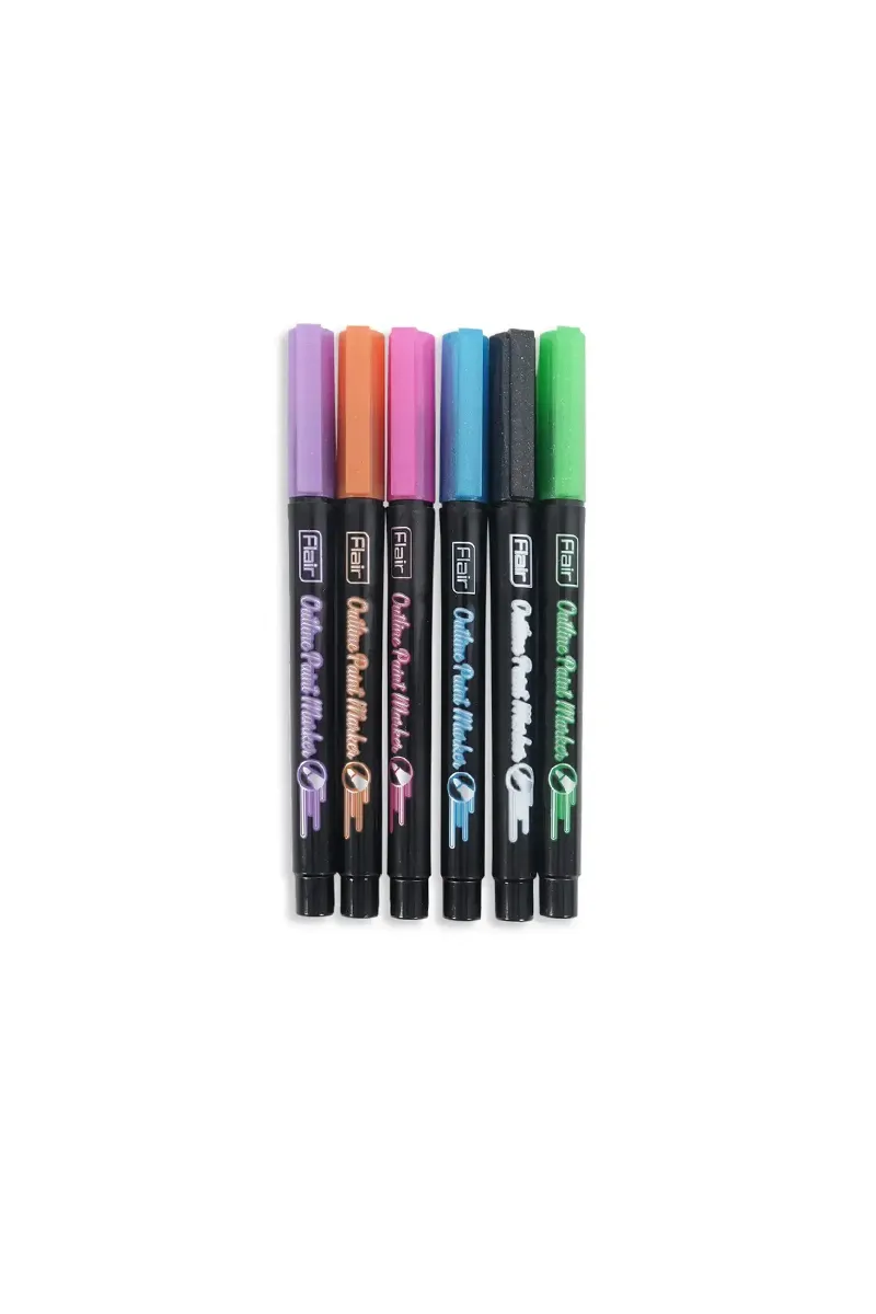 Flair Creative Outline Paint Marker (Multicolor) - Pack of 6