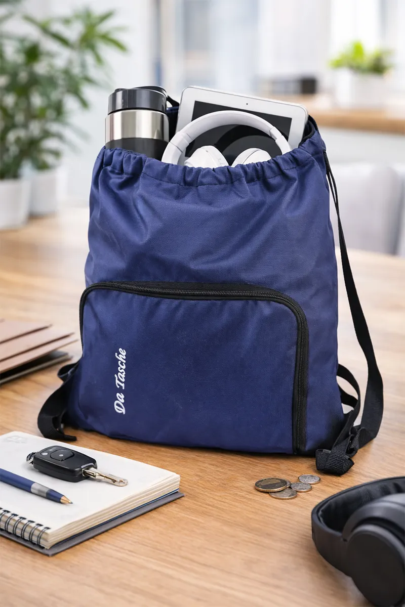 Double Shoulder Travel Drawstring Backpack for Unisex 029528BLU