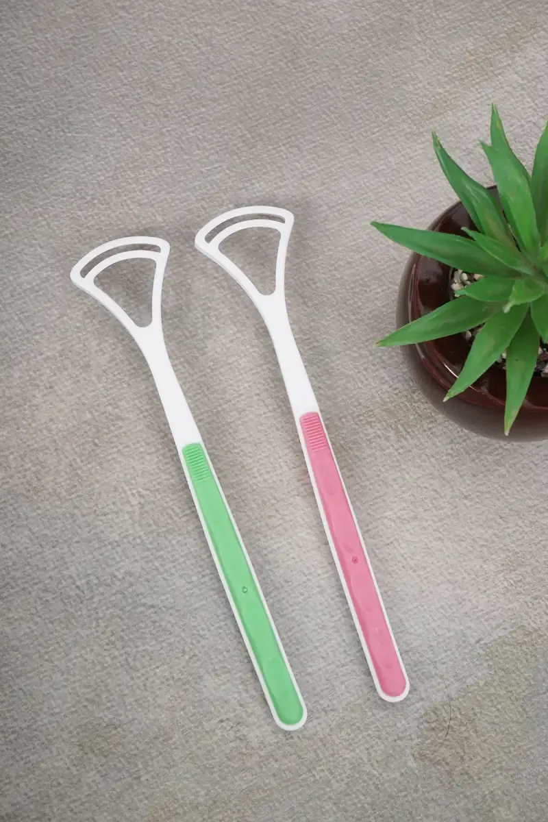 DR.ZARVA Tongue Cleaner (Pink & Green)- Pack of 2 (Design May Vary)