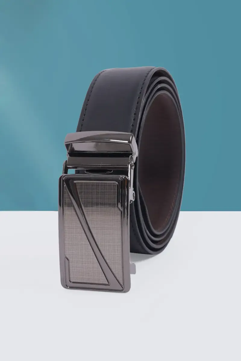 Black Synthetic Leather Casual Belt for Men