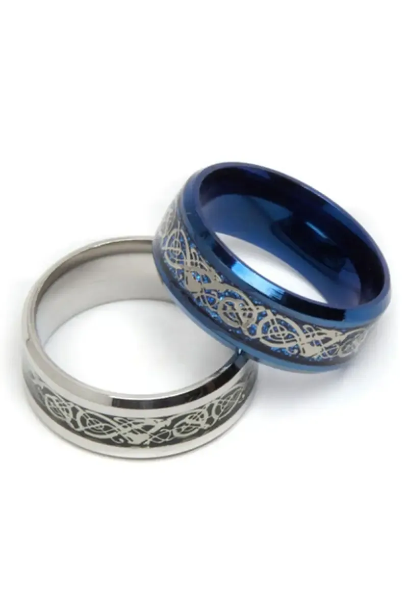 Silver Plated Stainless Steel Ring Combo of 2 for Boys & Men