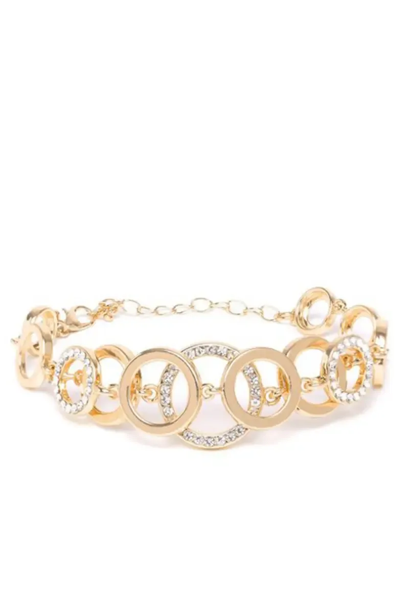 Elegant Gold Plated Circle Link Bracelet for Girls & Women