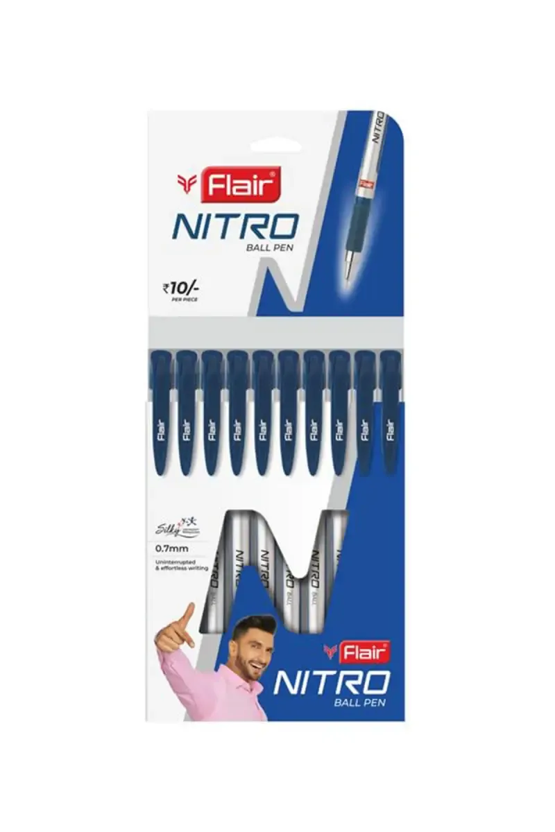 Flair Nitro Ball Pen (Blue, Pack of 10)