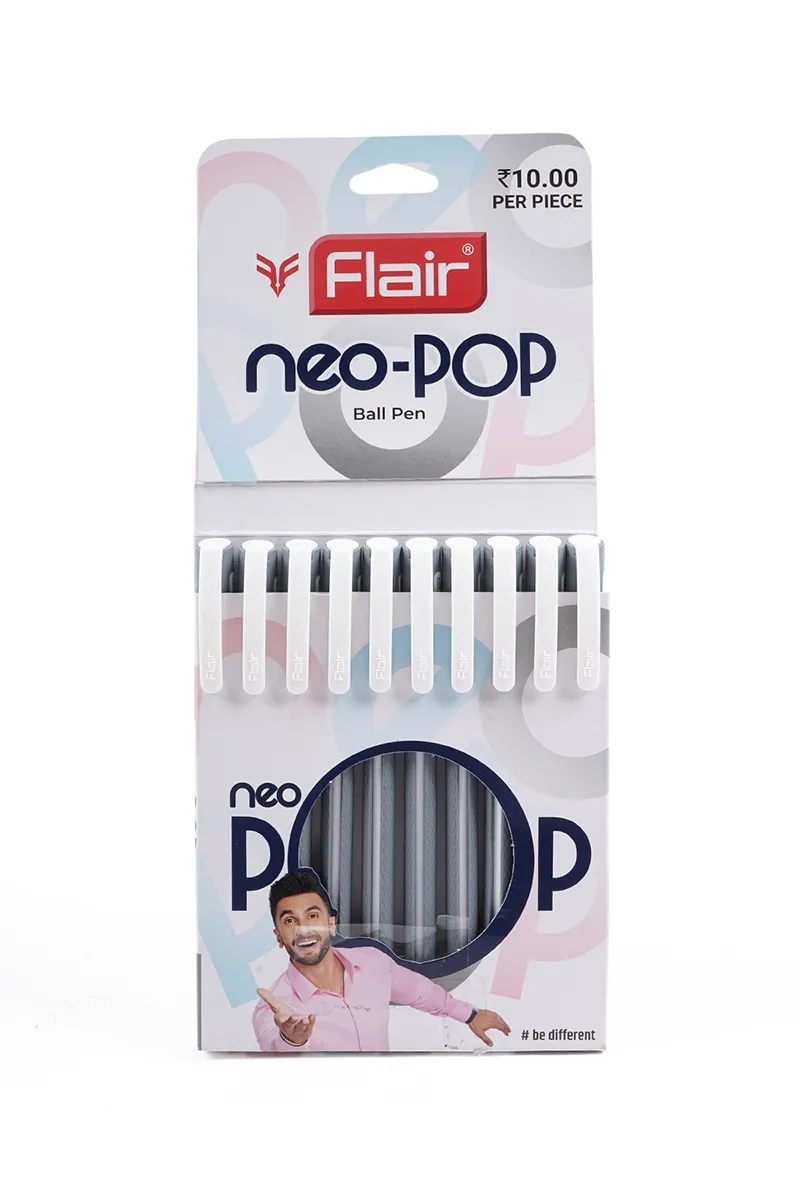 Flair Neo Pop Ball Pen (Black) - Pack of 10 030692BLAPACOF10