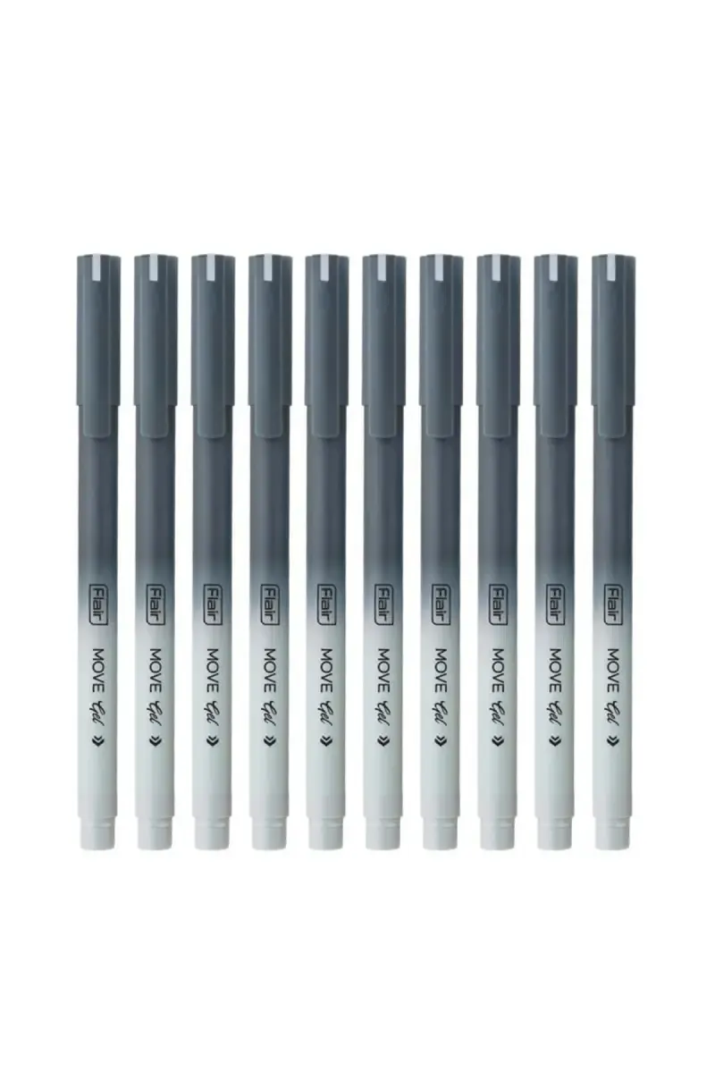 Flair Move Gel Pen (Black Ink, Pack of 10) 030711BLAPACOF10