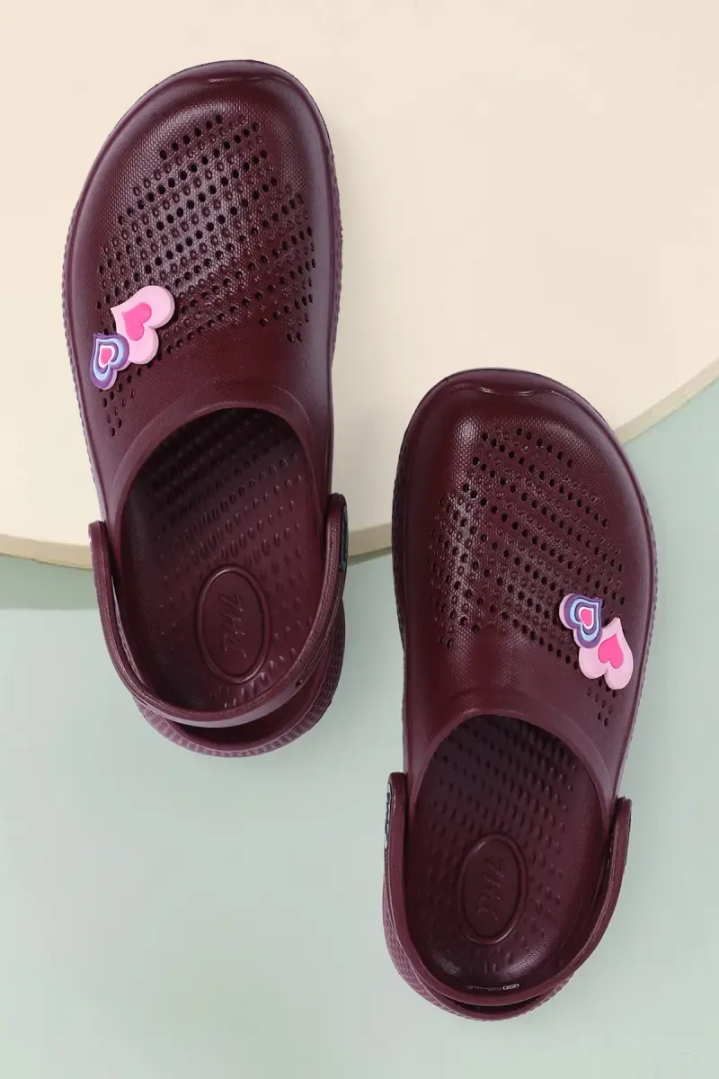 Heart Embellished Slingback Clogs for Girls