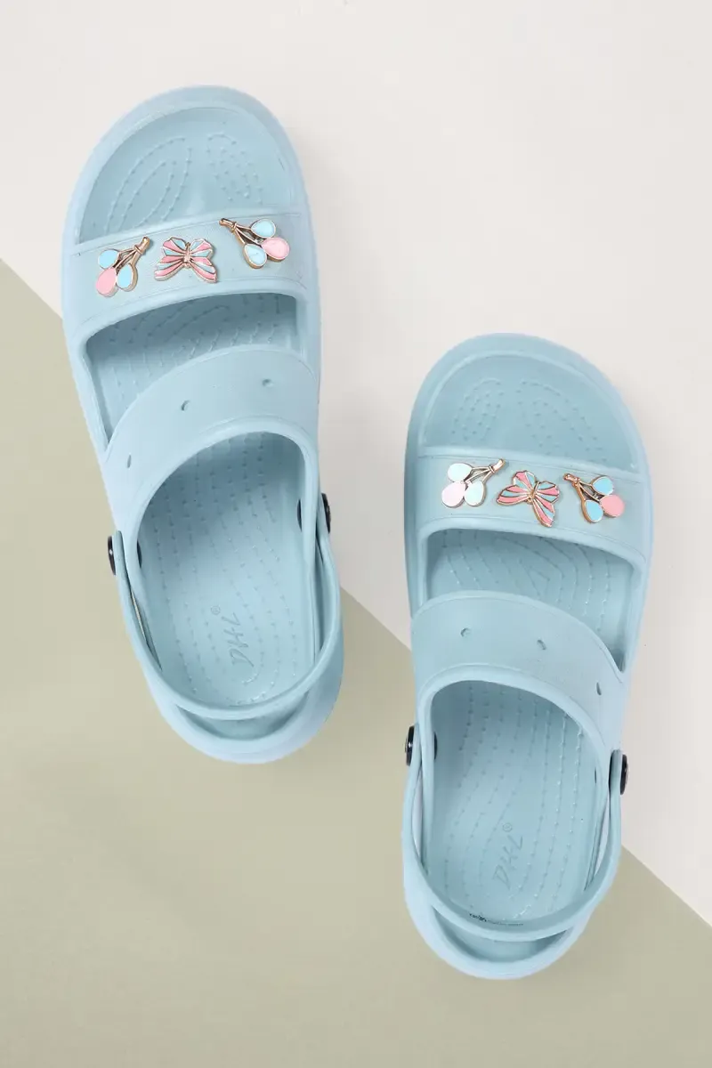 Butterfly Embellished Sling Back Clogs for Girls