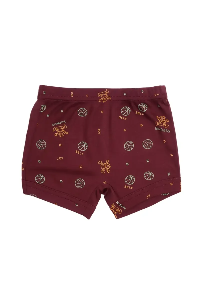 Cotton Printed Trunk for Boys - Burgundy 