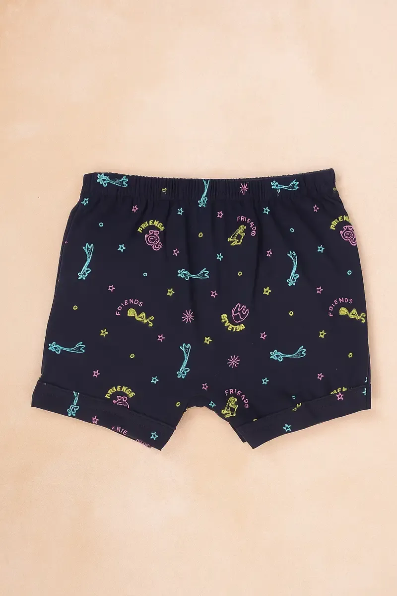 Cotton Printed Trunk for Boys - Navy Blue 033919NAVBLU75C