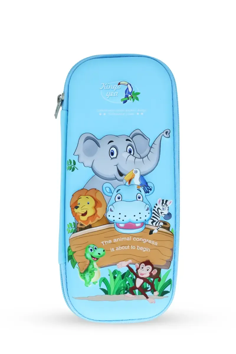 Kingo Box Animal Themed Pencil Pouch  (Sky Blue) 033927SKYBLU