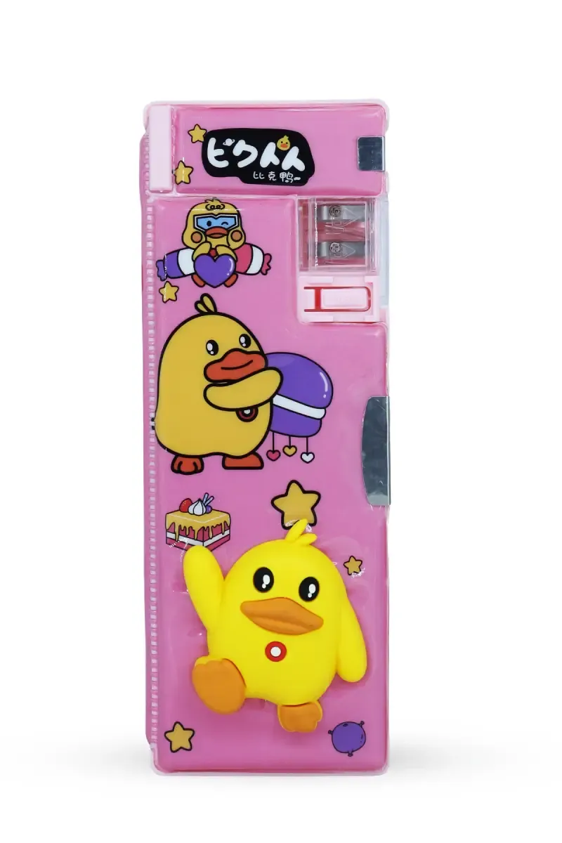 3D Duck Printed Pencil Box with Inbuilt Sharpener (Pink) 033929PIN