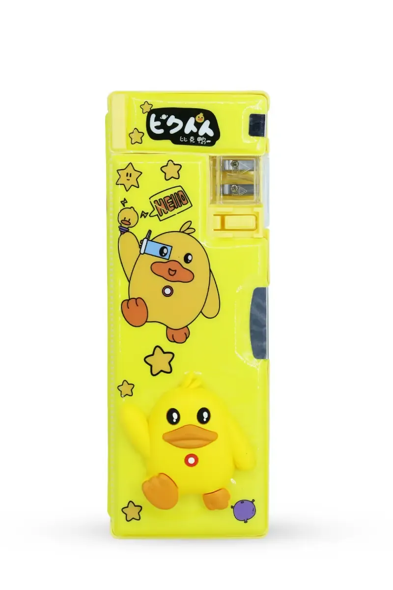 3D Duck Printed Pencil Box with Inbuilt Sharpener (Yellow) 033929YEL