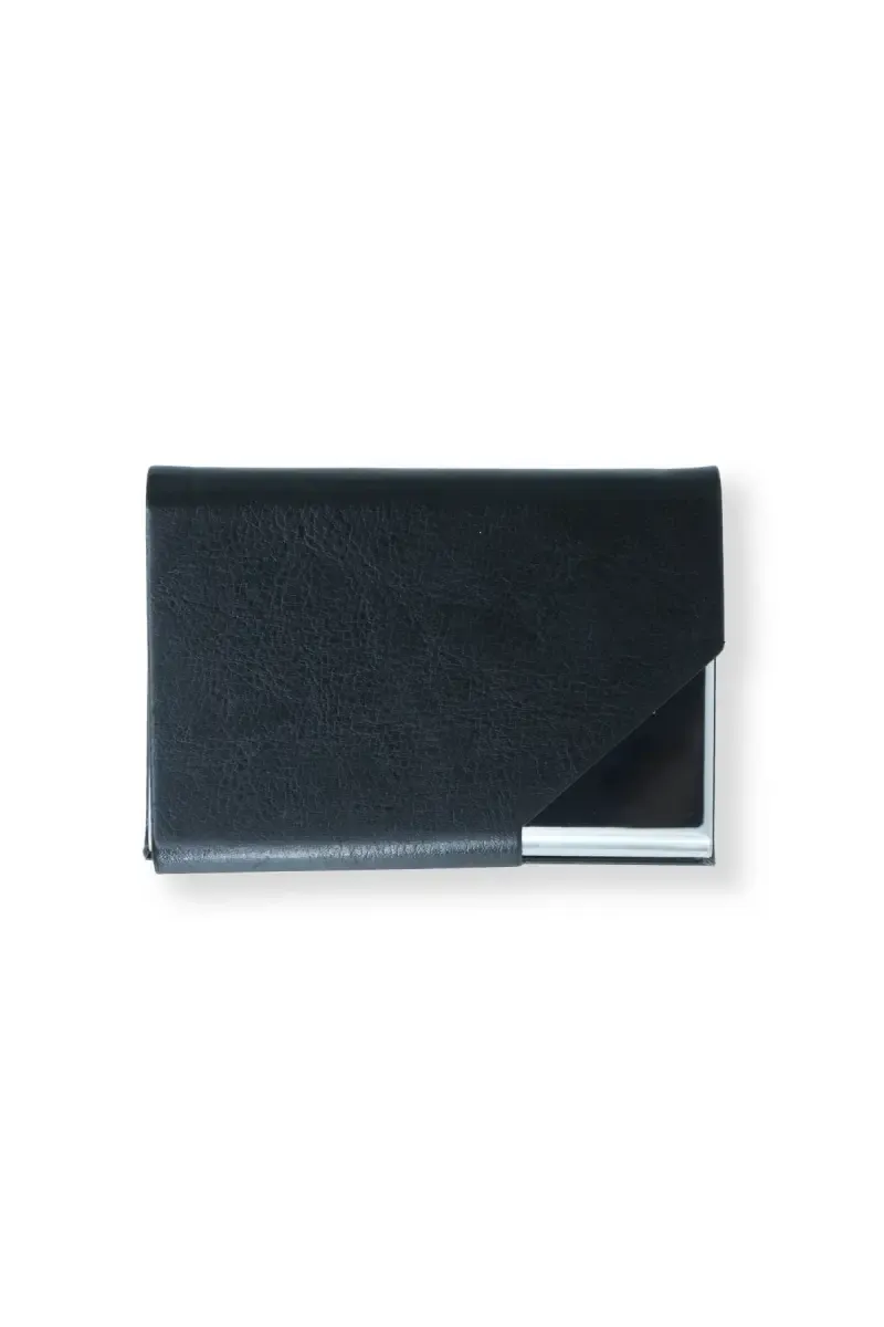 Black Solid Leather ID Card Holder 033950BLA