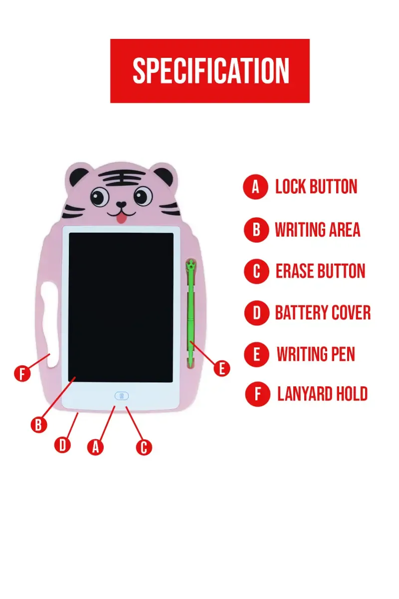 Kitty Designed 9 Inch LCD Writing Tablet for Kids (Baby Pink)